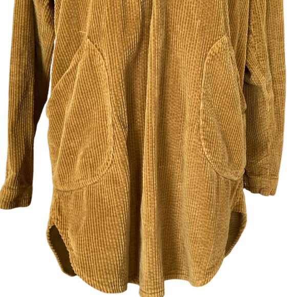 Free People Chartreuse Wide Whale Cord Poet Slouch Boho Tunic Shirt Size Small - Picture 8 of 16